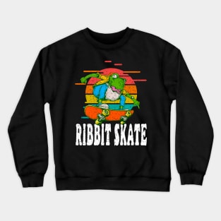 Distressed Skateboarding Frog Crewneck Sweatshirt